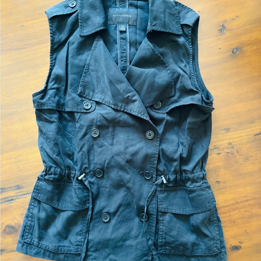 Banana Republic Black Utility Vest with Elastic Waist
